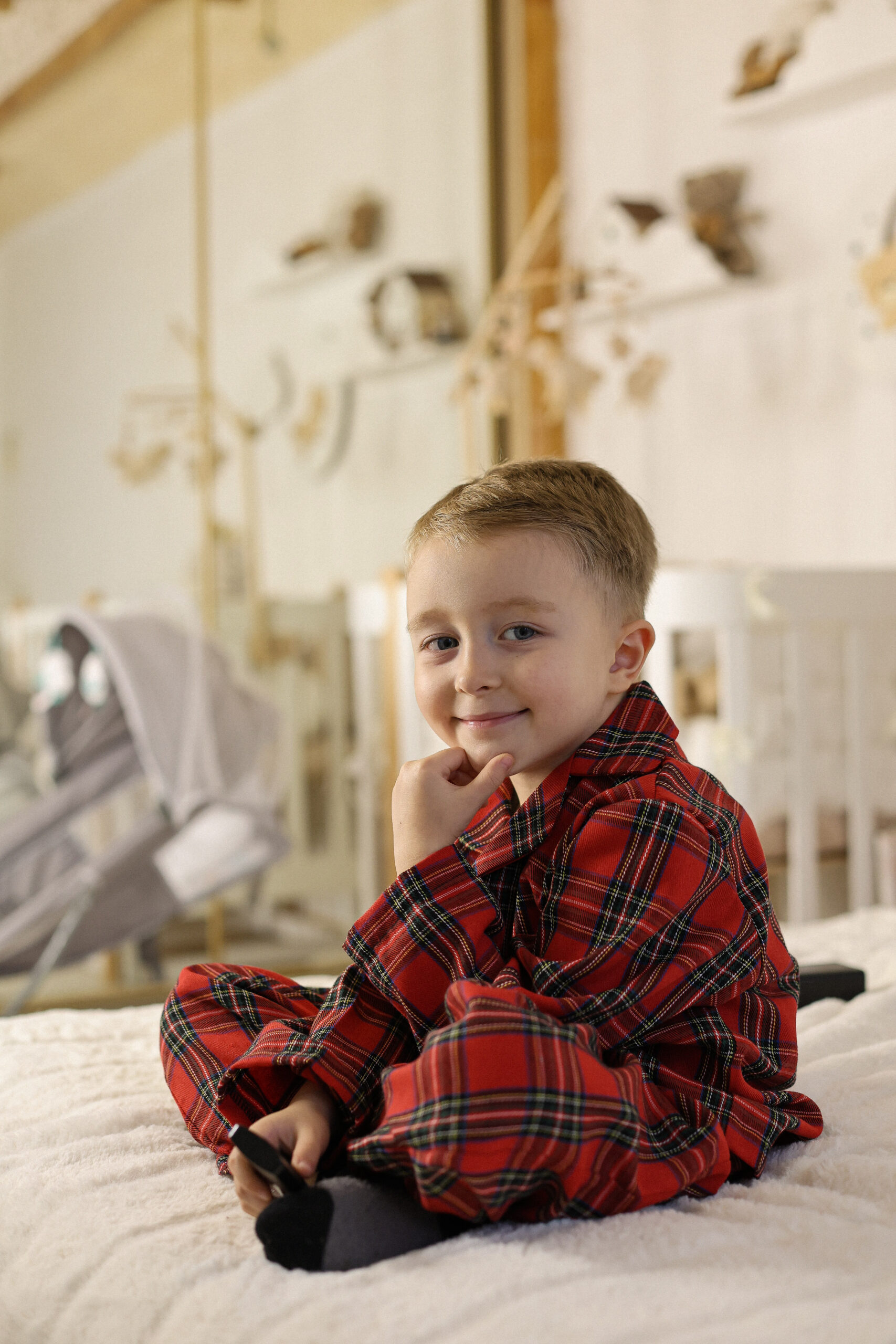 Kids&rsquo; Red Tartan Pyjama Set