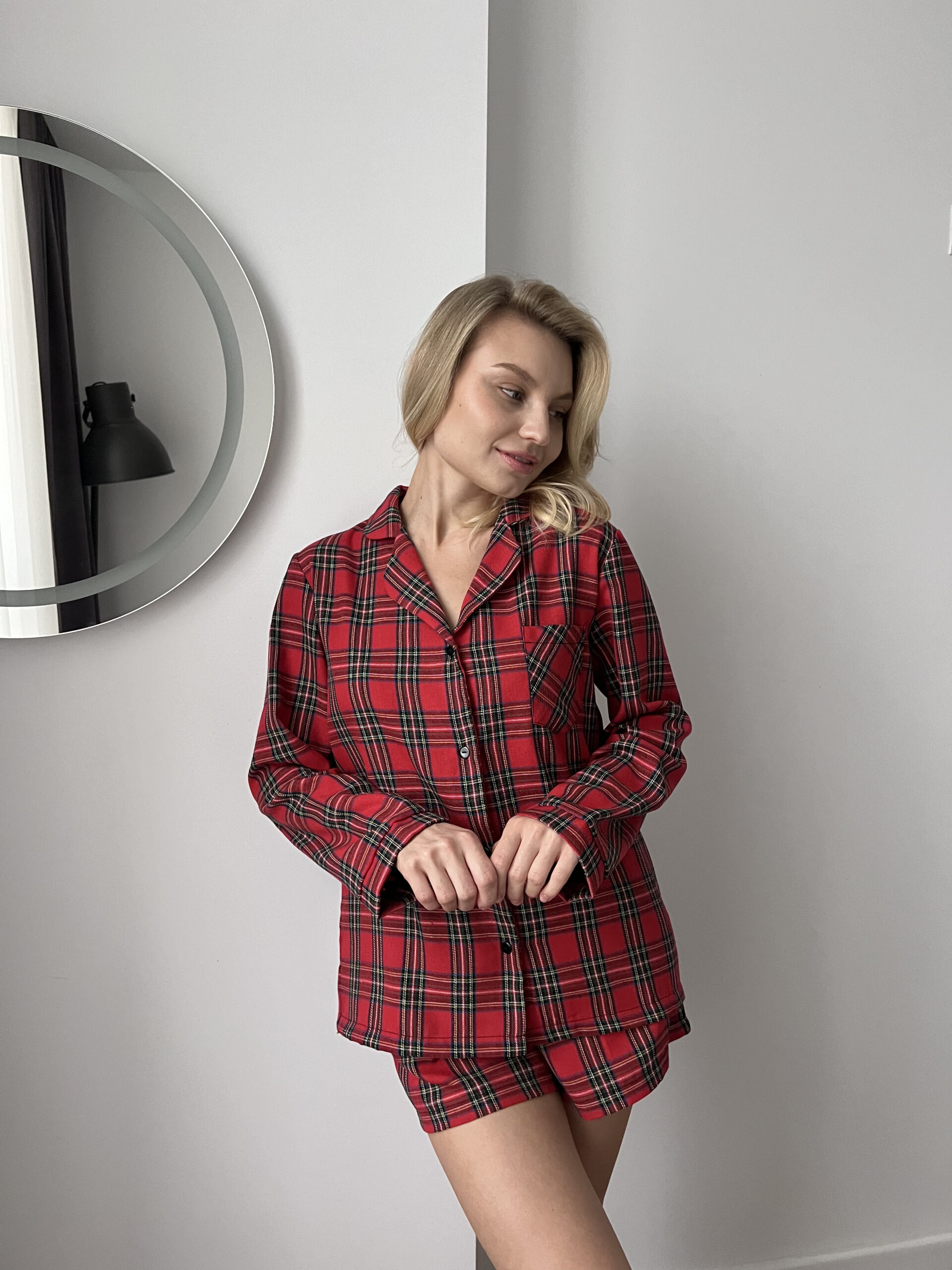 Red Tartan Shirt & Shorts Pyjama Set