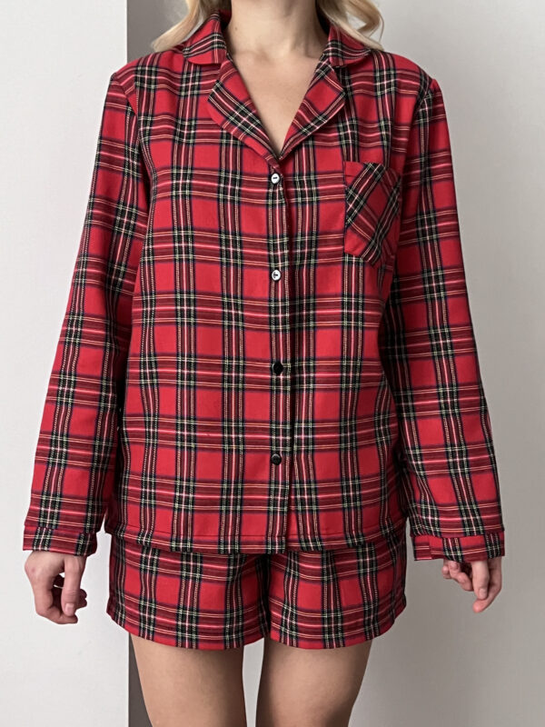 Red Tartan Shirt & Shorts Pyjama Set