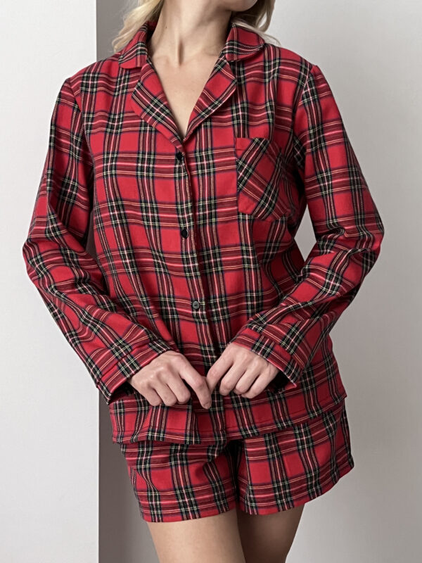 Red Tartan Shirt & Shorts Pyjama Set