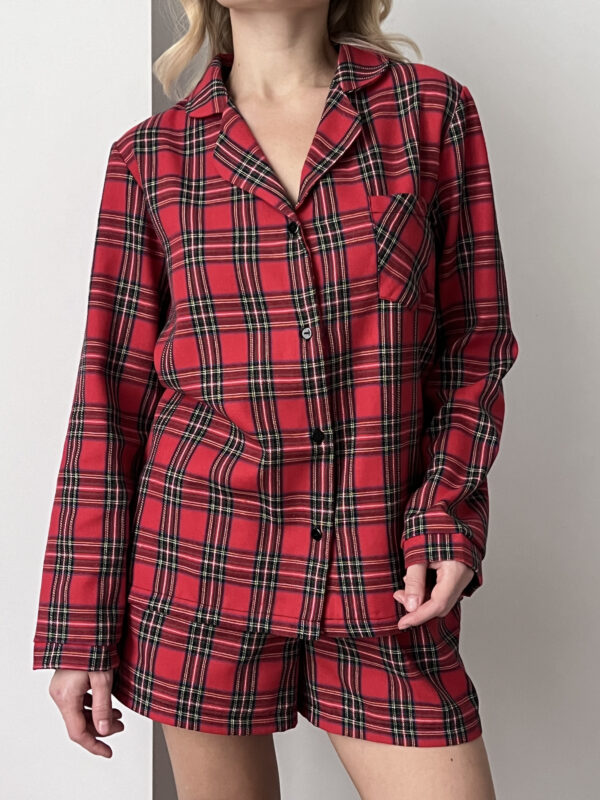 Red Tartan Shirt & Shorts Pyjama Set