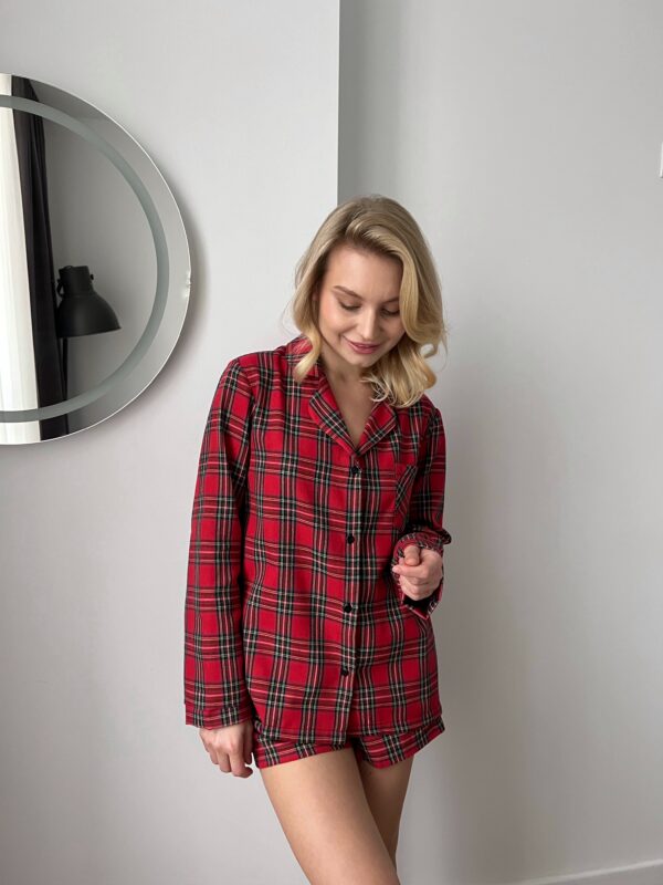 Red Tartan Shirt & Shorts Pyjama Set
