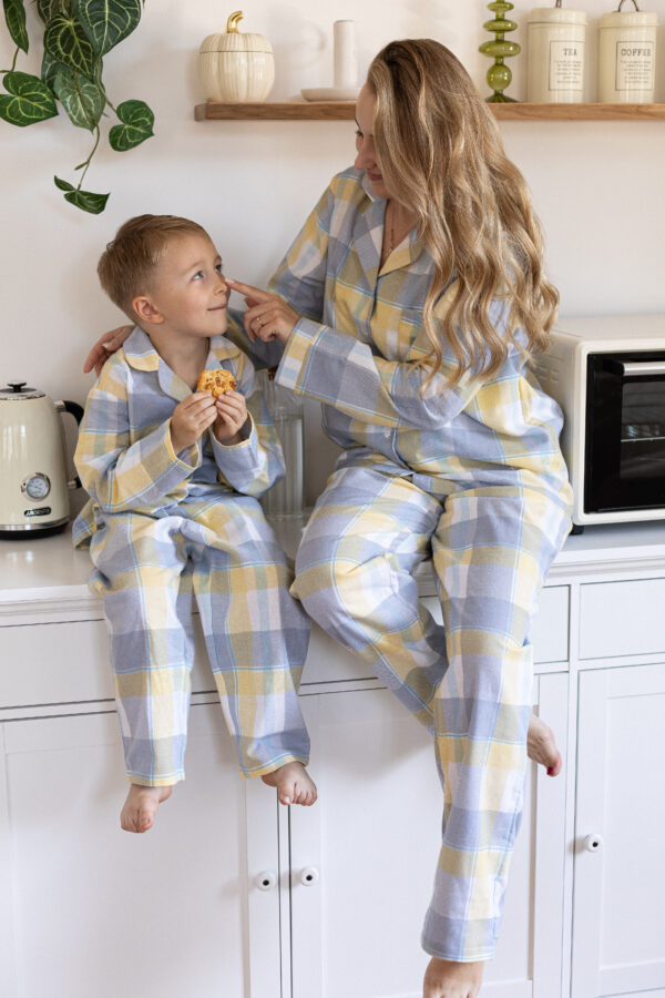 Yellow Blue Check Kids’ Pyjama Set