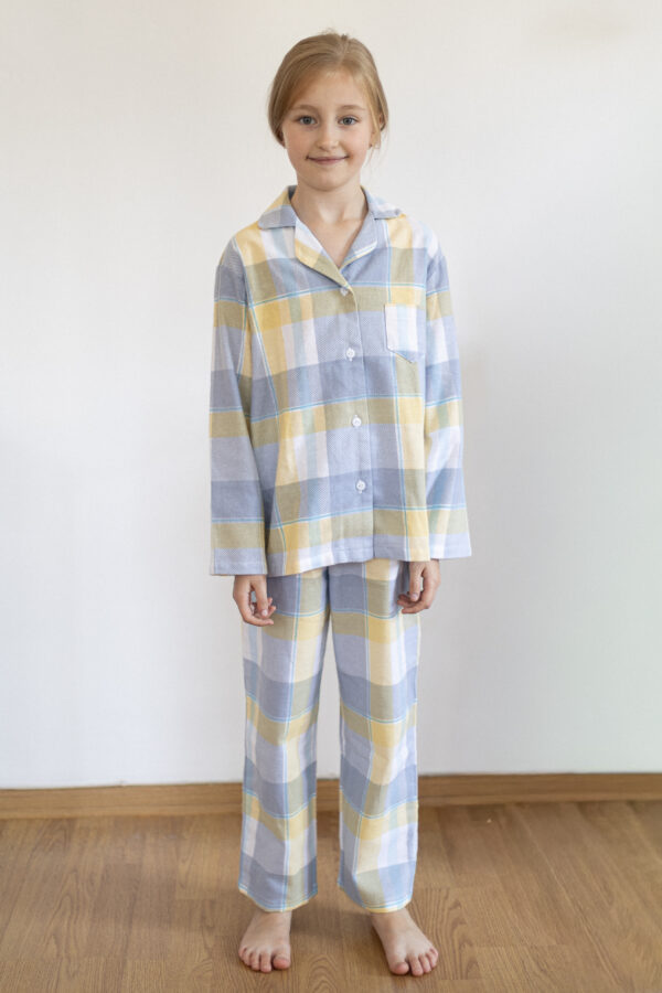 Yellow Blue Check Kids’ Pyjama Set