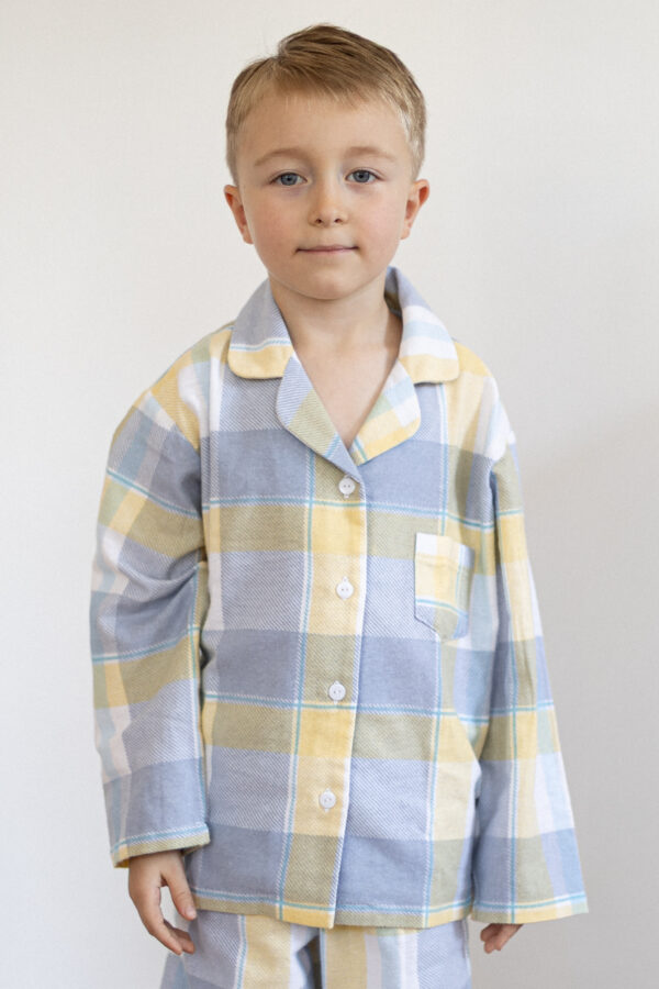 Yellow Blue Check Kids’ Pyjama Set