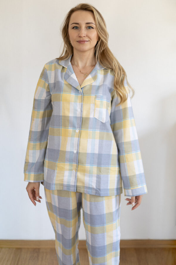 Yellow Blue Check Women’s Pyjama Set