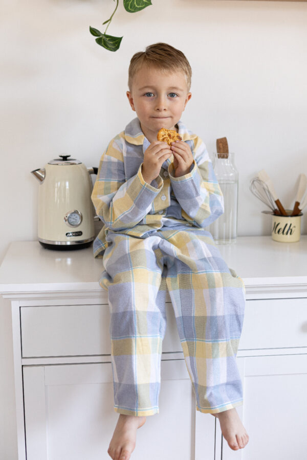 Yellow Blue Check Kids’ Pyjama Set