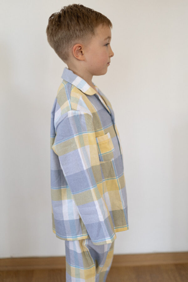 Yellow Blue Check Kids’ Pyjama Set