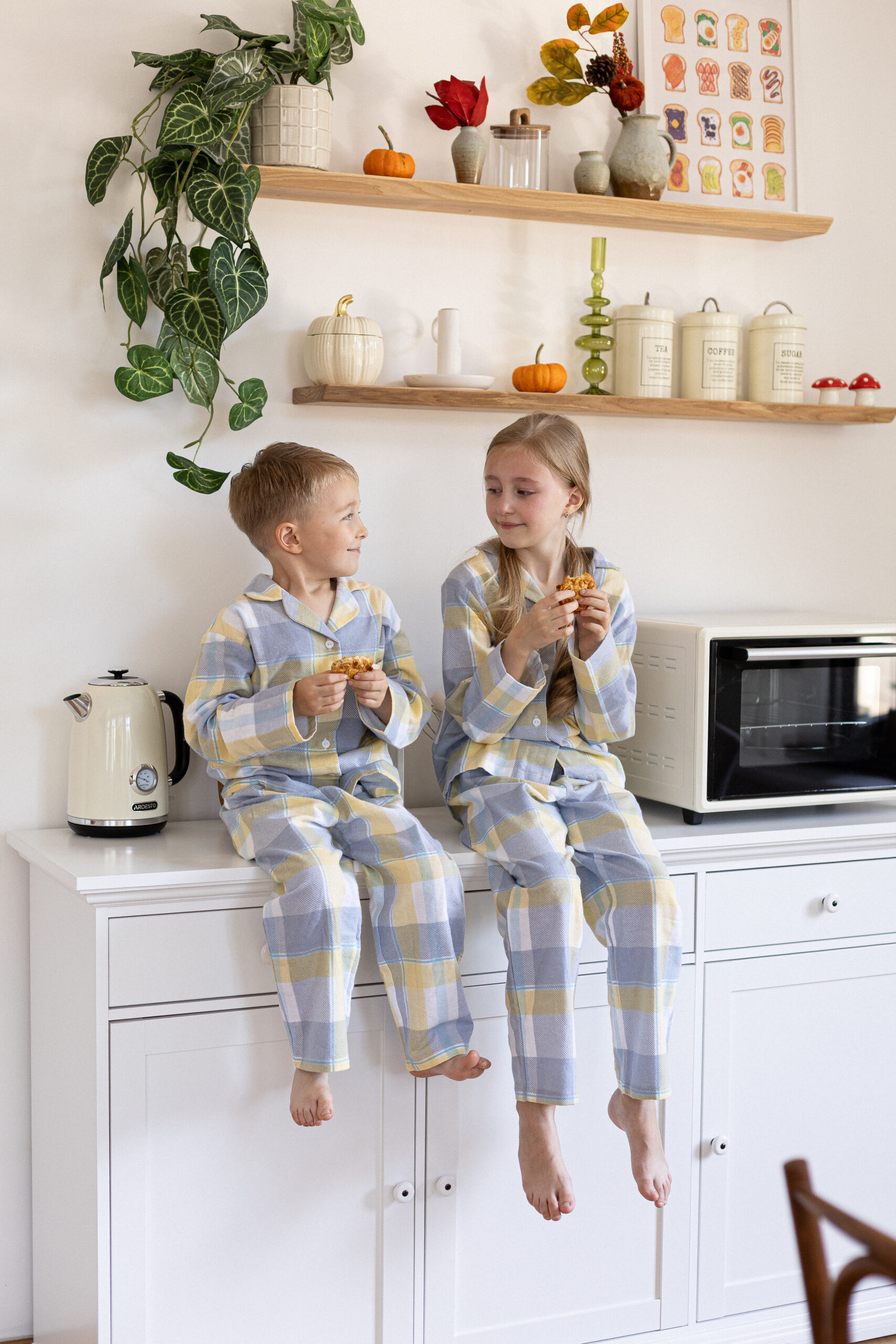 Yellow Blue Check Kids’ Pyjama Set