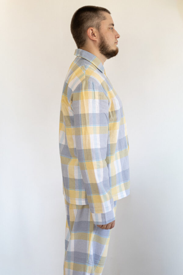 Yellow Blue Check Men’s Pyjama Set