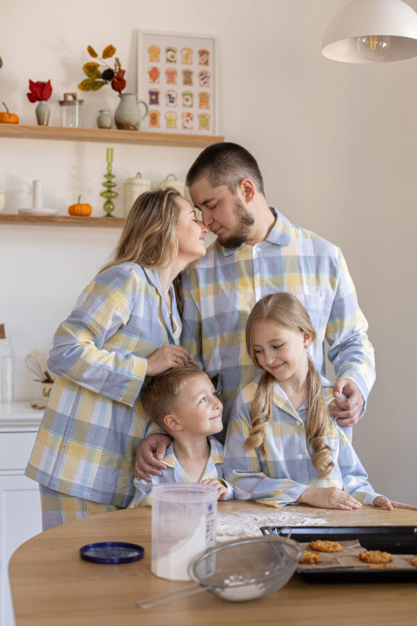 Yellow Blue Check Women’s Pyjama Set
